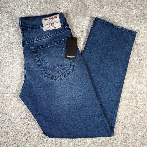 NWT True Religion Men's 32x34 Medium Wash Ricky Relaxed Straight Fit Jeans $199 - Picture 1 of 14